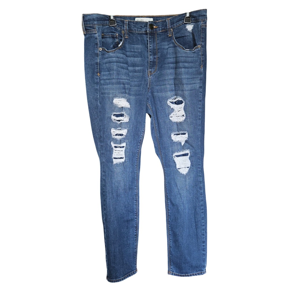 Mudd Women 17S Skinny Jeans Blue FLX Stretch Distressed High Rise Ripped Denim
